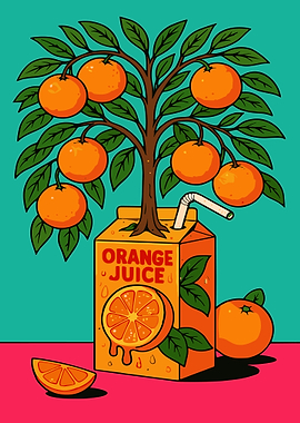 Orange Juice Tree Illustration