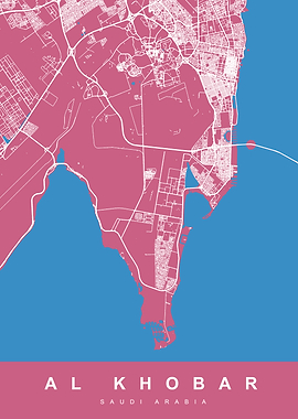 Al Khobar, Saudi Arabia Map Art