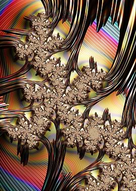 Fractal Tree with Rainbow Background