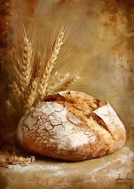 Rustic Bread with Wheat Stalks