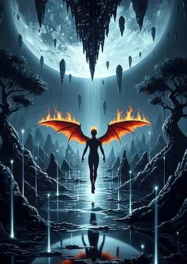 Fiery Wings Fantasy Landscape