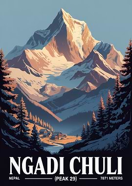 Ngadi Chuli Mountain Landscape Poster