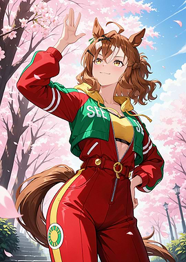 Anime Girl with Horse Ears and Tail