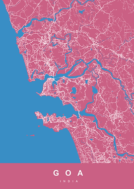 Goa, India Map Art Print