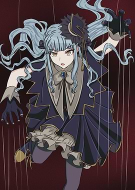 Anime Girl Marionette with Blue Hair