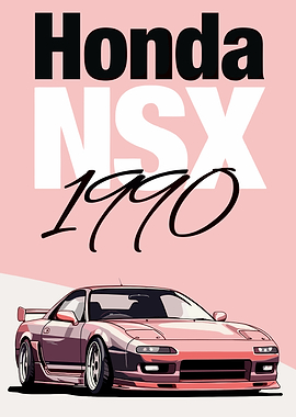Honda NSX 1990 Pink Car Poster