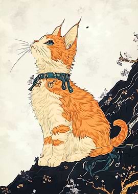 Orange Cat with Collar Illustration