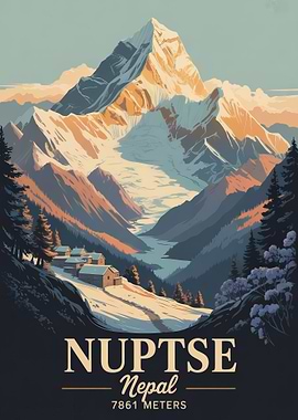 Nuptse Nepal Mountain Landscape Poster