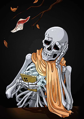 Skeleton with Phone in November