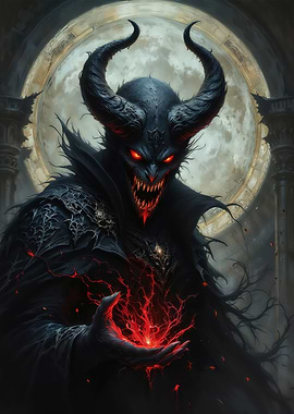 Horned Demon with Red Energy