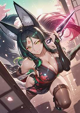 Anime Fox Girl with Kunai