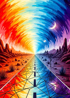 Desert Road Day and Night