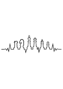 Chess Heartbeat Line Art