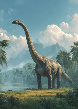 Brachiosaurus in a Prehistoric Landscape