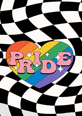 Pride Heart with Checkered Background