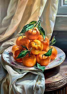 Still Life with Oranges and Leaves