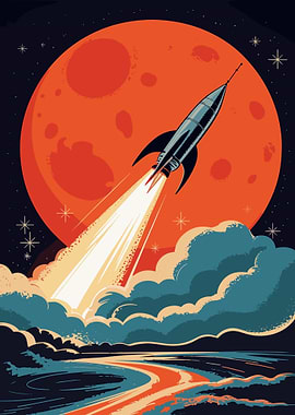 Retro Rocket Launch to Mars