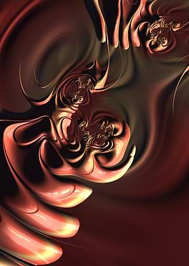Abstract Fractal Art in Copper Tones