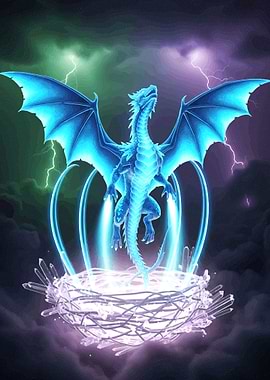 Blue Dragon on Crystal Nest