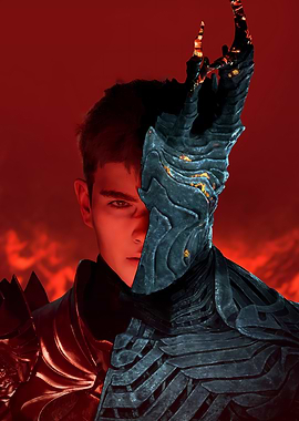 Dual Nature: Man and Armor Portrait