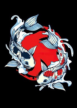 Yin Yang Koi Fish Illustration