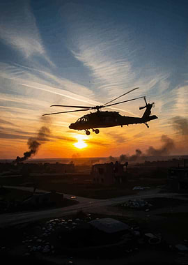 Military Helicopter Sunset