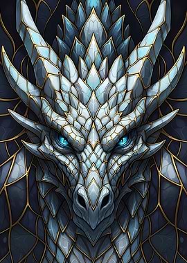Detailed Dragon Head with Blue Eyes