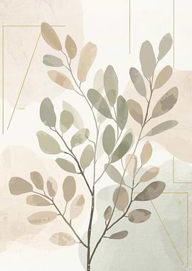 Botanical Watercolor Art with Golden Accents