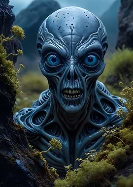 Blue Alien Creature in Natural Setting