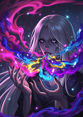Mystic Woman with Colorful Energy
