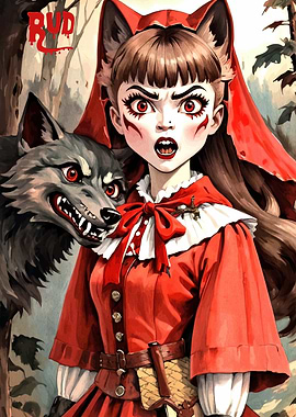 Anime Red Riding Hood and Wolf