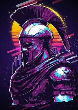 Retro Spartan Warrior Digital Art