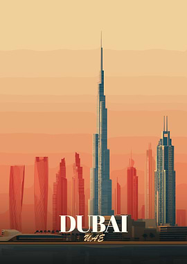 Dubai UAE Skyline Art Print