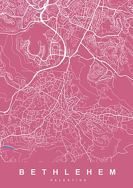 Bethlehem, Palestine City Map Art