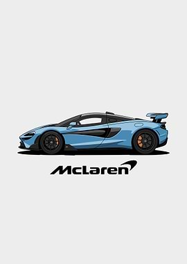 Blue McLaren Car Illustration