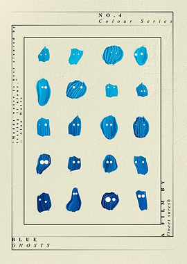 Blue Ghosts – Cool Minimal Surreal Art Print