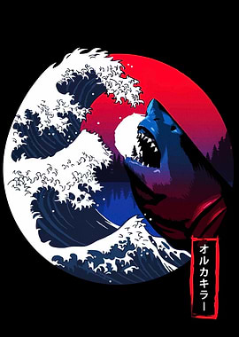 Shark Wave Japanese Art