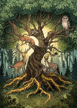 Tree of Life with Forest Animals