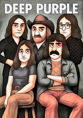 Deep Purple Cartoon Portrait