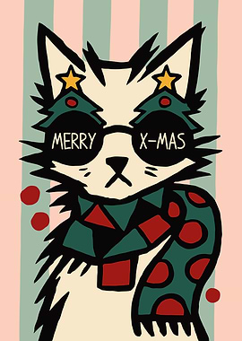 Cool Cat Christmas Poster