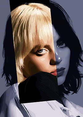 Billie Eilish Portrait - Split Color
