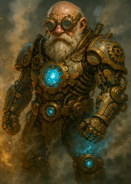 Steampunk Dwarf Warrior in Armor