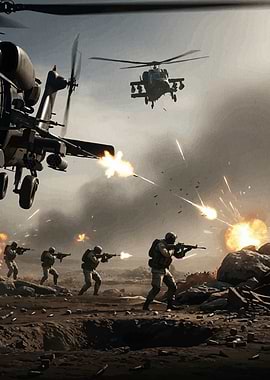 Military Operation Helicopters Soldiers