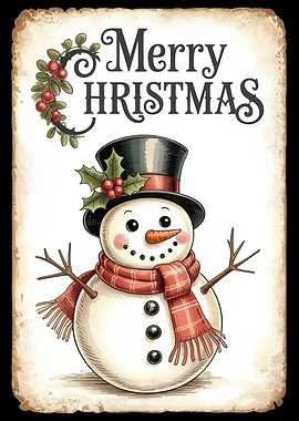 Merry Christmas Snowman Illustration