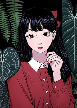 Anime Girl in Red Dress