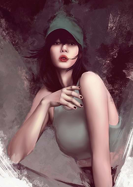 Woman with Cap Digital Painting