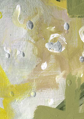 Abstract Painting with Silver Accents Warm Edition