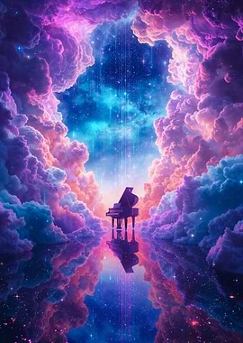 Piano in a Dreamy Cloudscape