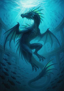 Underwater Dragon in Ruins