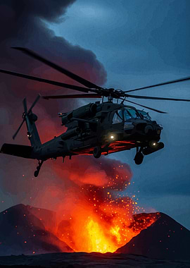 Military Helicopter Volcano Eruption